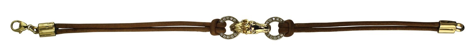 14kt Yellow Medium Horse Head and Diamond Ring with Leather Bracelet (1/4ct. t.w.t.)