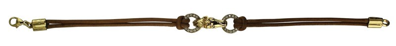 14kt Yellow Medium Horse Head and Diamond Ring with Leather Bracelet (1/4ct. t.w.t.)