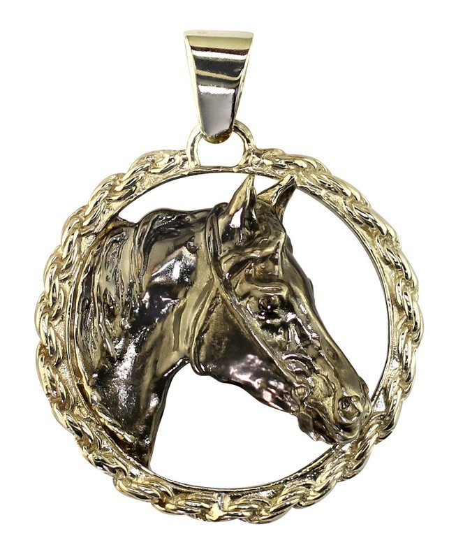 Silver Horse Head with Black Rhoin Rope Bezel