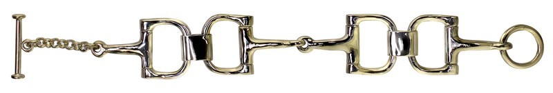 Silver Extra Large Double &quot;D&quot; Bit Toggle Bracelet