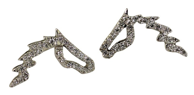14kt White Gold Flying Mane Earrings with Diamond Pave