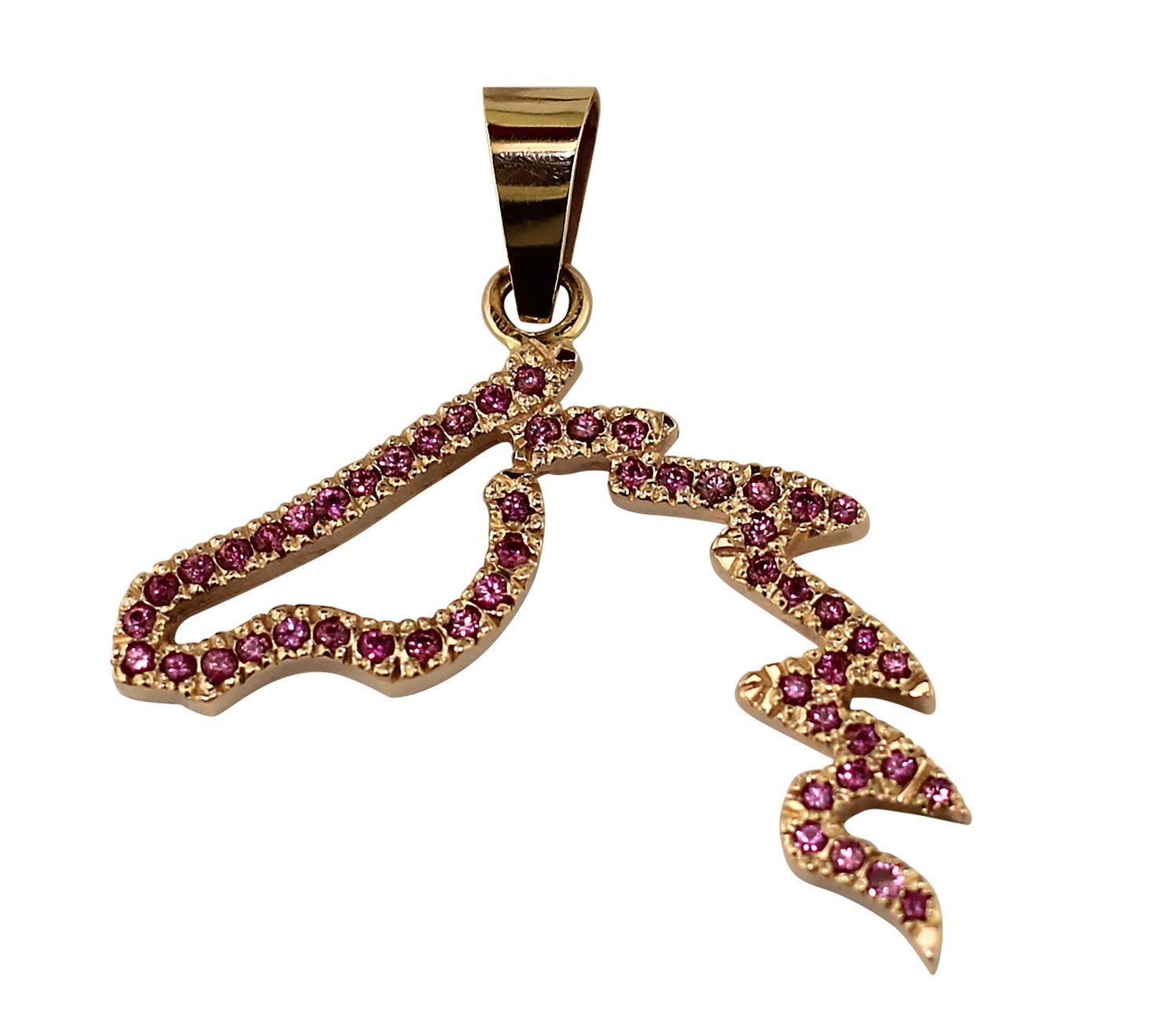 Flying Mane Pendant - 14kt Pink Gold with Rubies