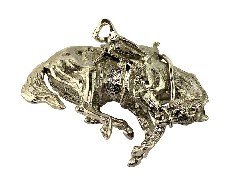 Silver Bucking Bronc Horse Slide Pendant
