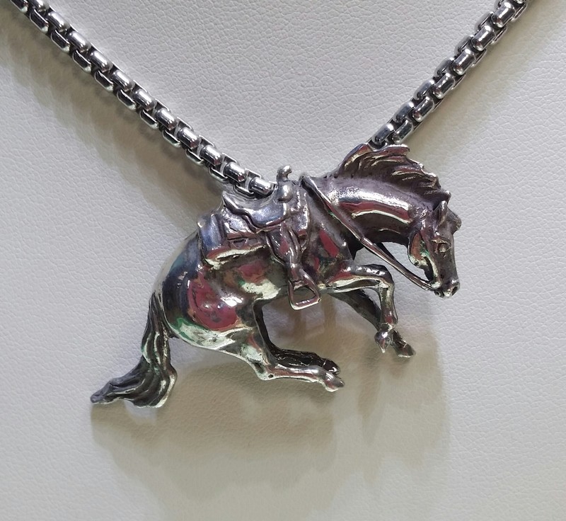 Sterling Silver Reining Horse Pendant