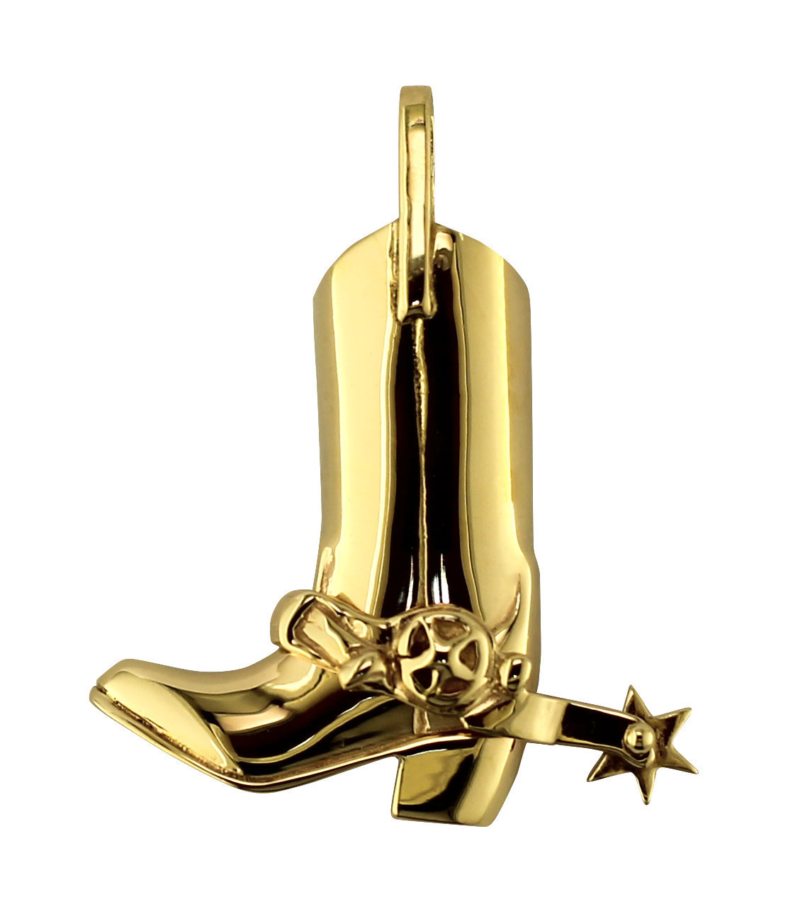 14kt Yellow Gold Single Sided Cowboy Boot with Movable Spur