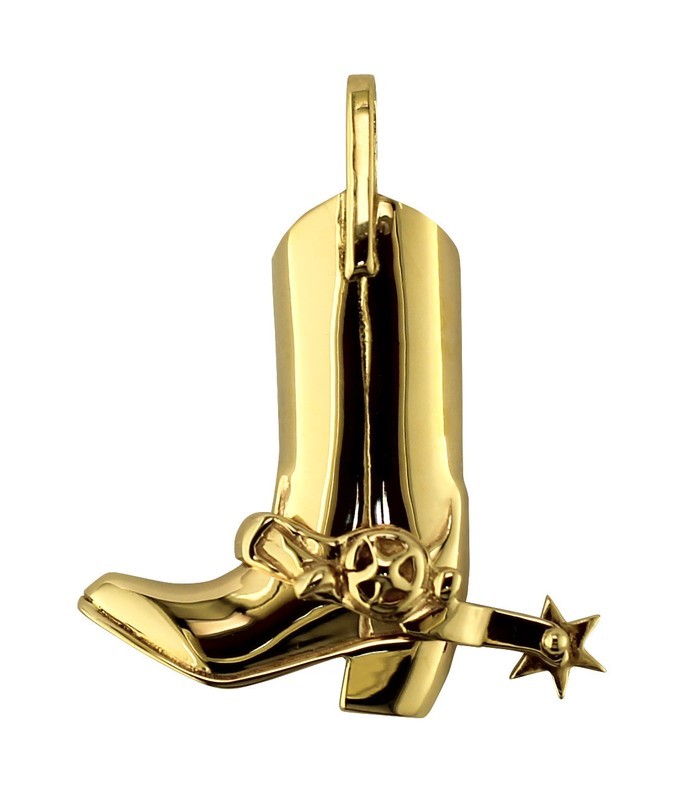 14kt Yellow Gold Single Sided Cowboy Boot with Movable Spur