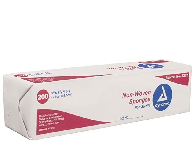 DYNAREX NON WOVEN GAUZE NON STERILE 4 PLY PK200