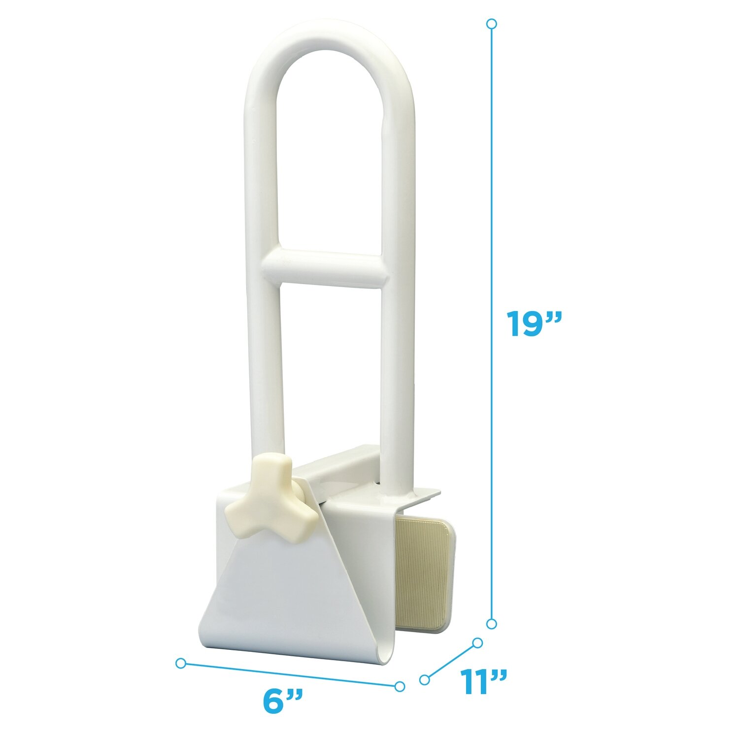 NOVA MEDICAL WHITE CLAMP ON PORCELEIN STEEL TUB GRAB BAR