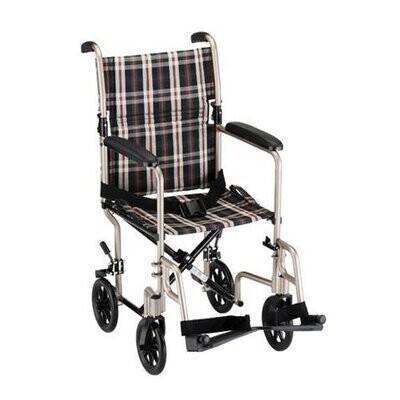 NOVA MEDICAL STANDARD LIGHTWEIGHT TRANSPORT CHAIR WITH REMOVABLE FOOTREST AND FOLD DOWN BACK COLOR: PLAID