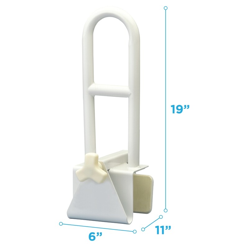 NOVA MEDICAL WHITE CLAMP ON PORCELEIN STEEL TUB GRAB BAR