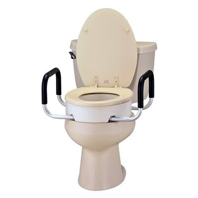 NOVA MEDICAL RAISED TOILET SEAT WITH ARMS FOR ELONGATED TOILET