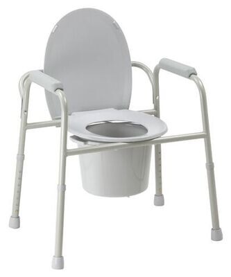 HARVY SURGICAL DELUXE STEEL ADJUSTABLE 3 IN 1 COMMODE ELONGATED (OVAL) SEAT MODEL