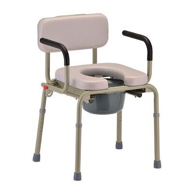 NOVA MEDICAL ADJUSTABLE COMMODE WITH DROP DOWN ARMS AND SQUARE PADDED TOILET SEAT