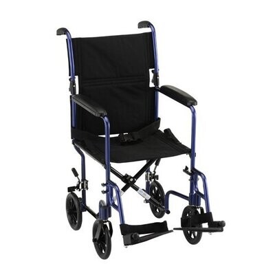 NOVA MEDICAL NARROW LIGHTWEIGHT TRANSPORT CHAIR WITH REMOVABLE FOOTREST AND FOLD DOWN BACK COLOR: BLUE