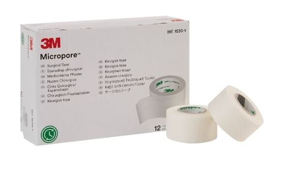 3M MICROPORE PAPER TAPE, SIZE: 1/2" WHITE BX 24 RL CS 240 RL, QUANTITY: ROLL