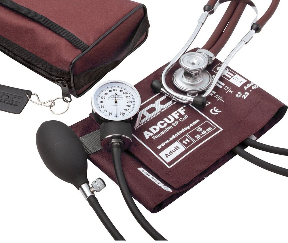 PRO'S COMBO II™ SR KIT POCKET BP WITH SPRAGUE STETHOSCOPE AND CASE, COLOR: BURGUNDY