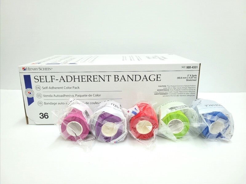 HENRY SCHEIN SELF ADHERENT ELASTIC WRAP 6 COLOR ASSORTMENT 2" 36RL/BX