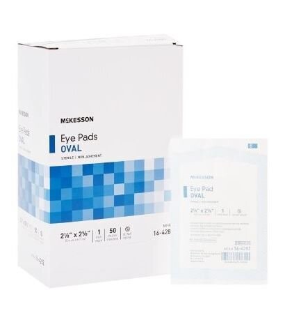 MCKESSON OVAL EYE PADS LARGE STERILE BX50 CS12BX, QUANTITY: EACH