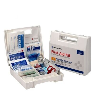 FIRST AID ONLY FIRST AID KIT WHITE PLASTIC FOR 25 PERSONS INCLUDES 89 PIECES EACH