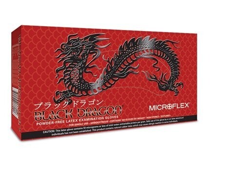 BLACK DRAGON BLACK LATEX POWDER FREE EXAM GLOVE BX100 CS2000