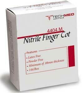TECHMED NITRILE (NON-LATEX) FINGER COT NONSTERILE 144/BX