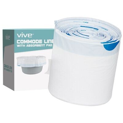VIVE HEALTH COMMODE LINERS W/ABSORBENT PADS UNIVERSAL SIZE 24 PACK