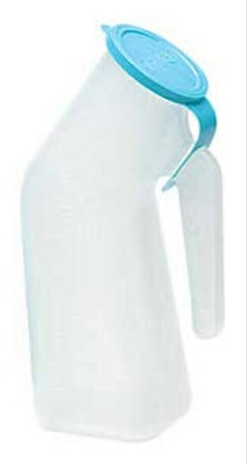 MEDEGEN AUTOCLAVABLE URINAL WITH BLUE LID, QUANTITY: EACH, COLOR: TRANSLUCENT WITH BLUE COVER