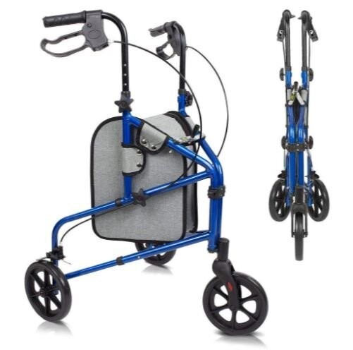 VIVE HEALTH THREE WHEEL ROLLATOR, COLOR: BLUE