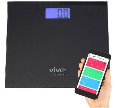 VIVE HEALTH BARIATRIC DIGITAL FLOOR SCALE COMPATIBLE WITH SMART DEVICES COLOR: BLACK TEMPERED GLASS