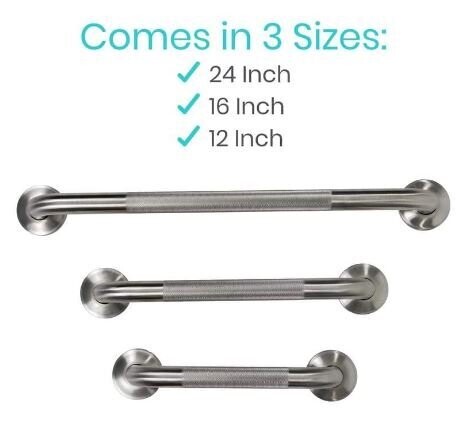 VIVE HEALTH TEXTURED METAL GRAB BAR - STAINLESS STEEL - BRUSHED NICKEL - HARDWARE INCLUDED