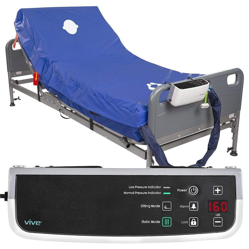 VIVE HEALTH 8" ALTERNATING PRESSURE MATTRESS - PRESSURE PUMP HOSPITAL BED SIZE MATTRESS WATERPROOF COVER
