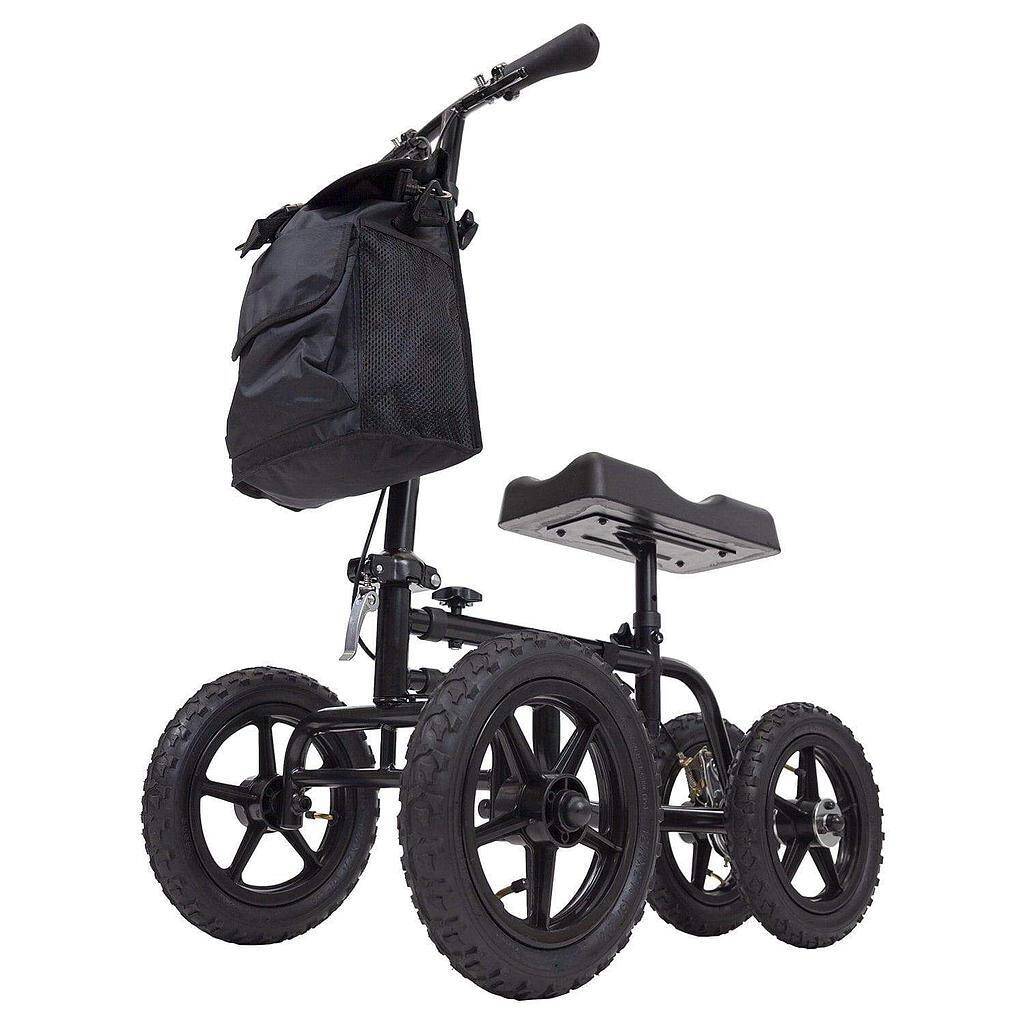 VIVE HEALTH ALL TERRAIN FOLDABLE KNEE WALKER STEEL FRAME  12" TIRES 300LBS WEIGHT CAPACITY BLACK