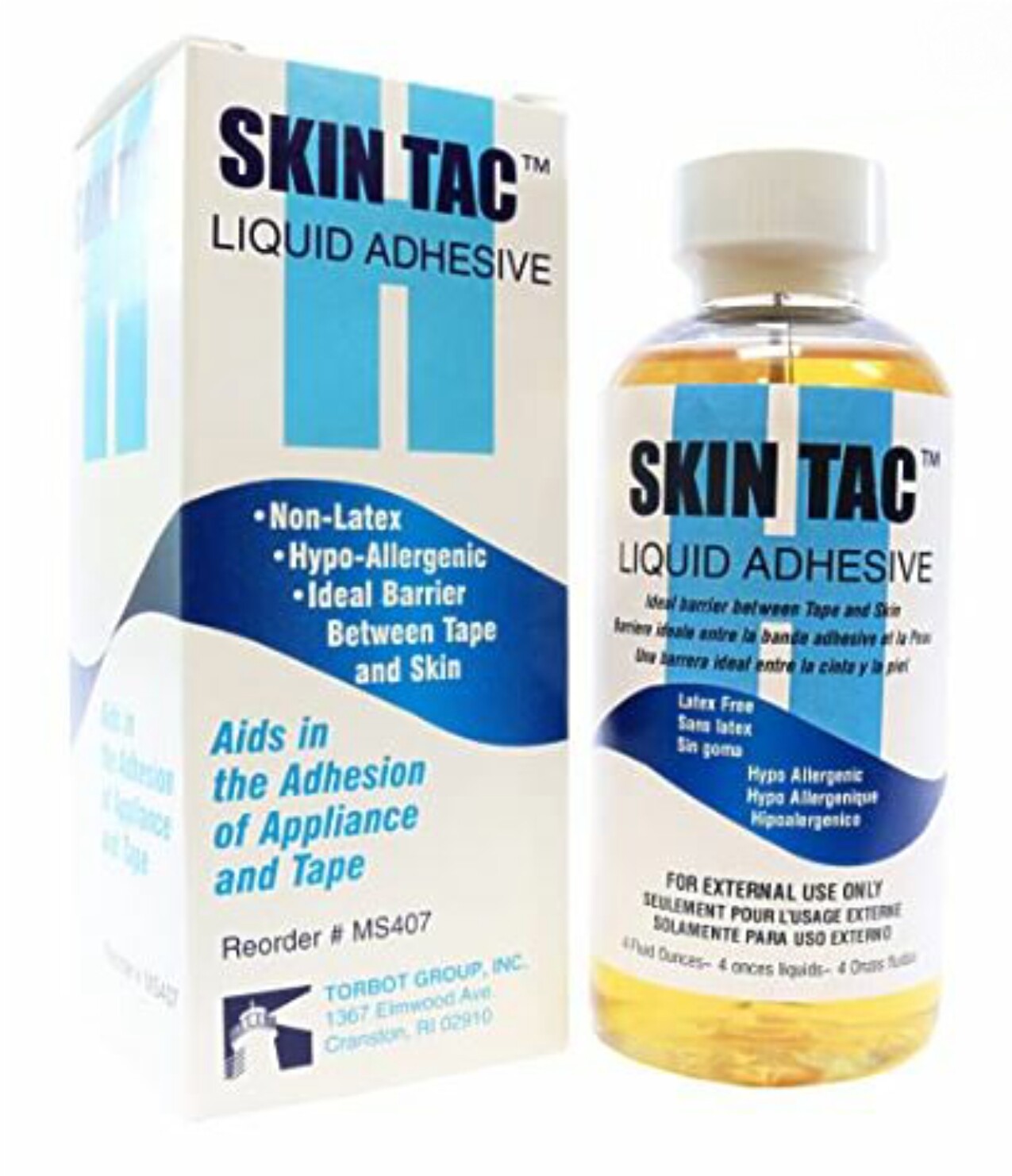 TORBOT SKIN TAC LIQUID LATEX FREE ADHESIVE WITH APPLICATOR 4 OZ