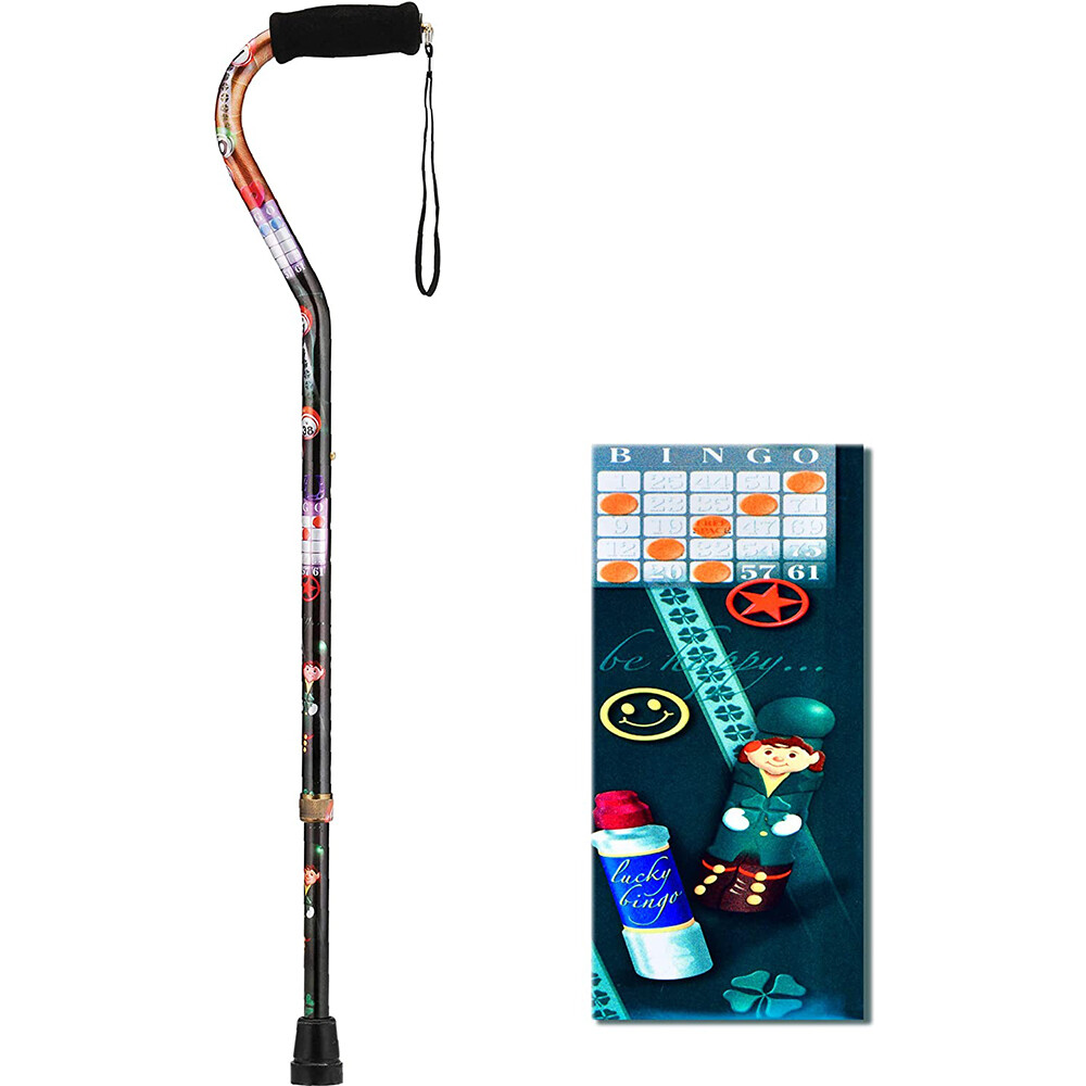 NOVA MEDICAL DESIGNER OFFSET ADJUSTABLE CANE, STYLE: BINGO NIGHT
