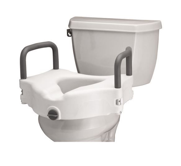 NOVA MEDICAL RAISED TOILET SEAT WITH DETACHABLE ARMS WITH LOCKING MECHANISM 5" (WIDTH BETWEEN ARMS 18")