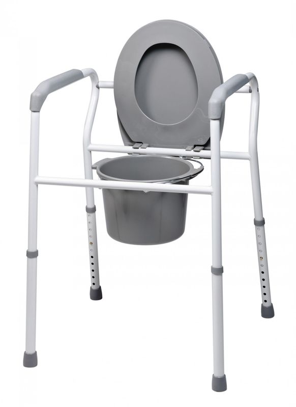 LUMEX DELUXE PLATINUM SERIES STEEL ADJUSTABLE 3 IN 1 COMMODE  ELONGATED (OVAL) SEAT MODEL