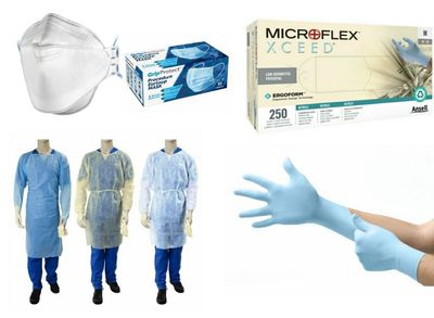 EXAM GLOVES, MASKS  AND DISPOSABLE APPAREL