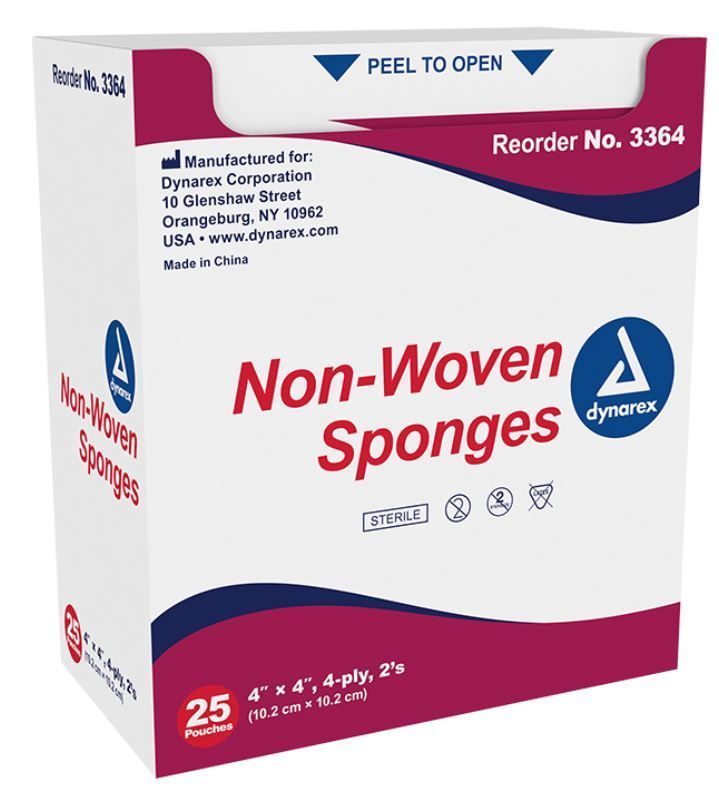 DYNAREX STERILE NON WOVEN SYNTHETIC GAUZE SPONGES