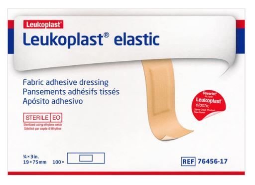 LEUKOPLAST FABRIC ADHESIVE BANDAGES IN 8 SHAPES, SIZE: 3/4" X 3" STRIP BX100