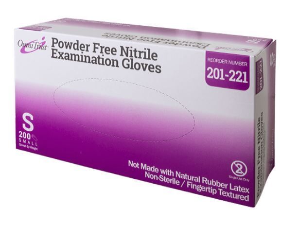 OMNI INTERNATIONAL OMNITRUST #201 NITRILE POWDER FREE EXAM GLOVE BX200 CS2000, QUANTITY: BX 100 (XL BX 90), SIZE: SMALL