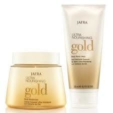 Gold Set für den Körper, Body Creme und 2 in 1 Dusch-Peeling 