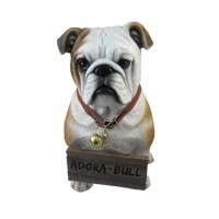 Bulldog Statue with sign