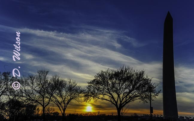 Sun Setting on the Washington Monument - D.C.  --  starting at