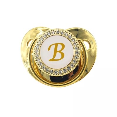 Gold Baby Pacifier Letter B