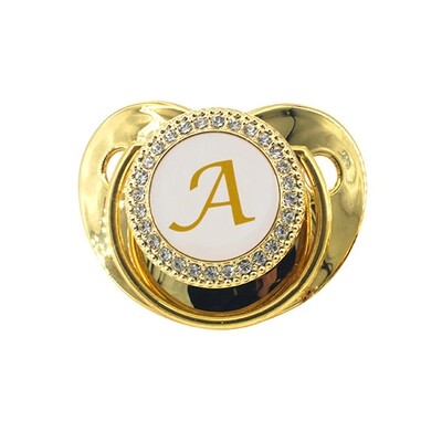 Gold Baby Pacifier Letter A