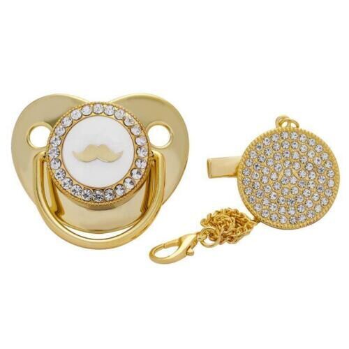Gold Baby Pacifier Mustache