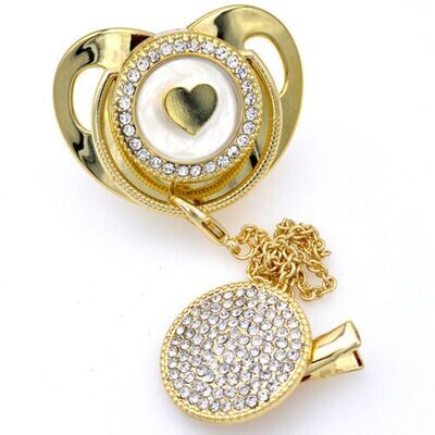Gold Baby Pacifier Heart