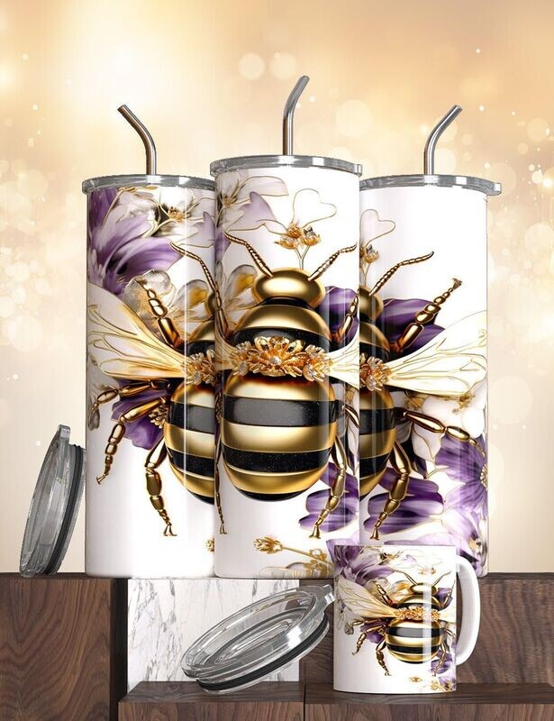BEE TUMBLER ( GOLD, BLACK & PURPLE )