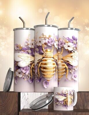 BEE TUMBLER ( GOLD WITH PURPLE ACCENT)