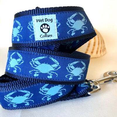 Blue Crabs Wide Dog Leash